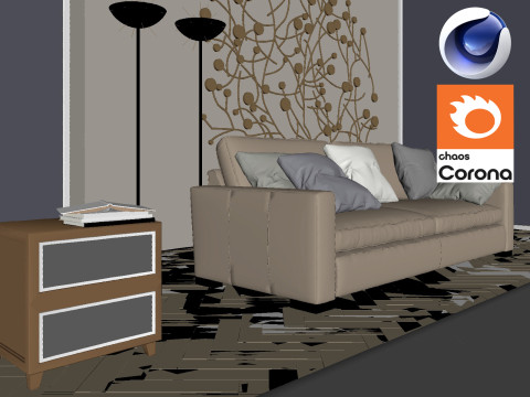 Living room 06 Corona - C4D 3D Модель