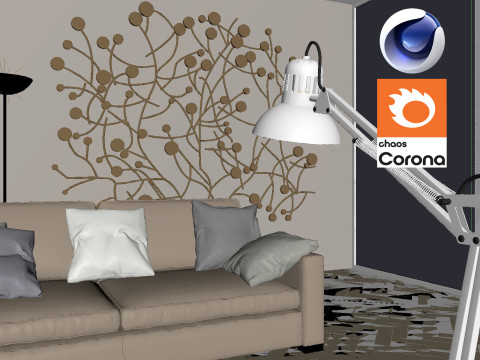 Living room 06 Corona - C4D 3D Модель