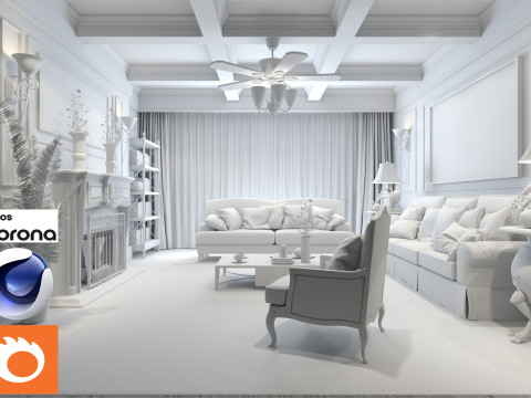 Living room 07 Corona - C4D Modelo 3D