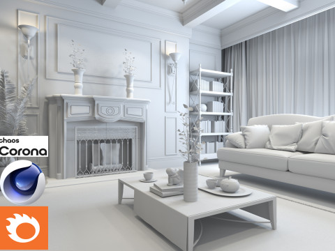 Living room 07 Corona - C4D Modelo 3D