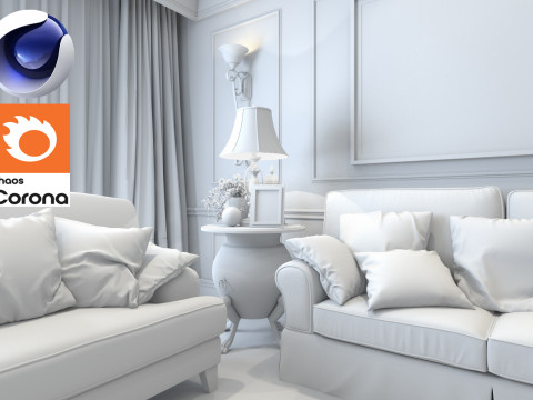 Living room 07 Corona - C4D Modelo 3D