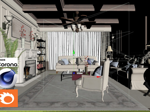 Living room 07 Corona - C4D Modelo 3D