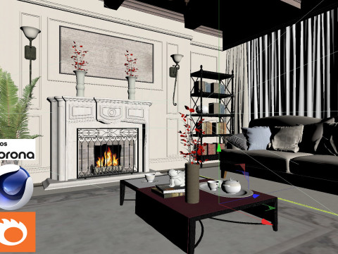 Living room 07 Corona - C4D Modelo 3D