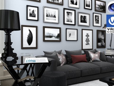 Living room 08 Vray6 - C4D Model 3D