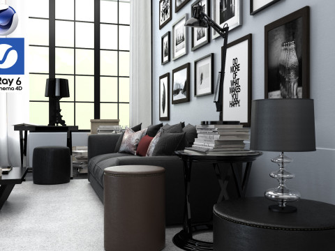 Living room 08 Vray6 - C4D Model 3D