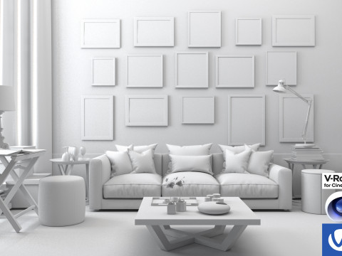 Living room 08 Vray6 - C4D Model 3D