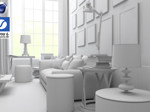 Living room 08 Vray6 - C4D Model 3D