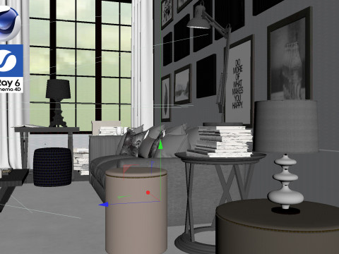 Living room 08 Vray6 - C4D Model 3D