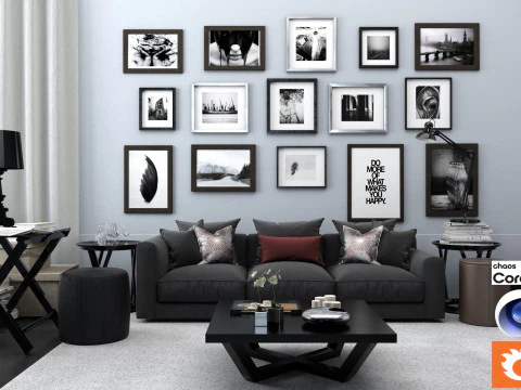 Woonkamer 08 Corona - C4D 3D Model