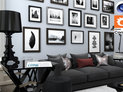 Living room 08 Corona - C4D Modèle 3D