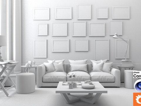 Living room 08 Corona - C4D Modèle 3D