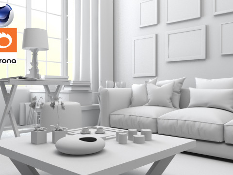 Living room 08 Corona - C4D Modèle 3D