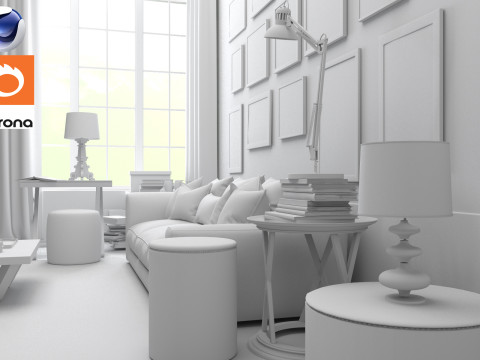 Living room 08 Corona - C4D Modèle 3D