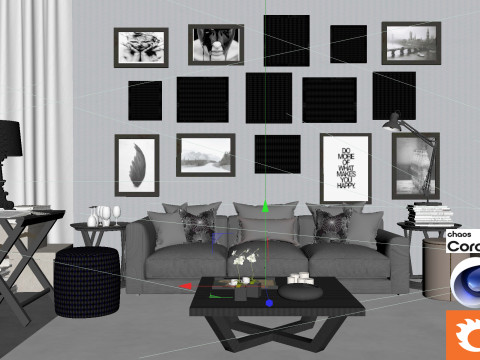 Living room 08 Corona - C4D Modèle 3D