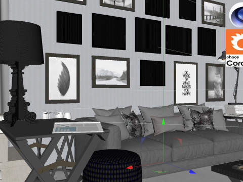 Living room 08 Corona - C4D Modèle 3D