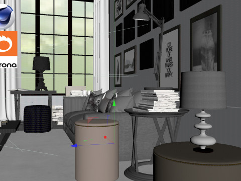 Living room 08 Corona - C4D Modèle 3D