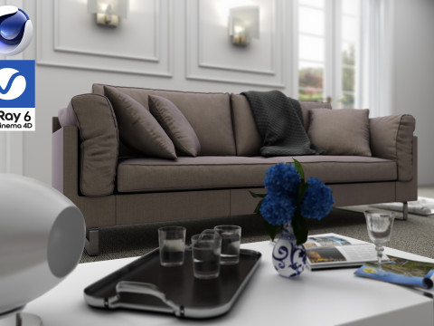 Living room 09 Vray6 - C4D Model 3D