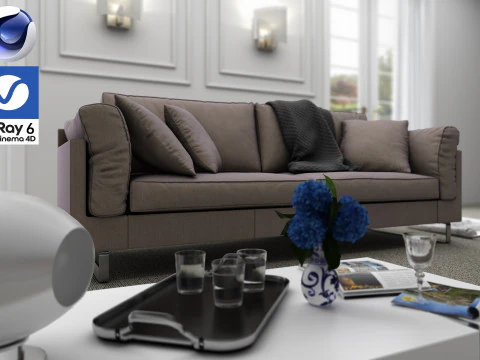 Living room 09 Vray6 - C4D 3D Model