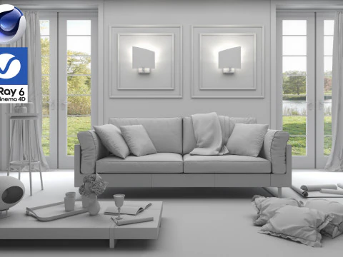 Living room 09 Vray6 - C4D 3D Model