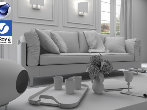 Living room 09 Vray6 - C4D Model 3D