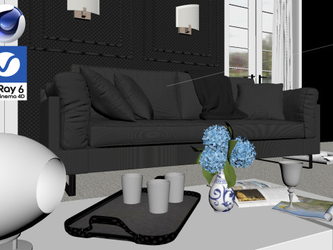 Living room 09 Vray6 - C4D Model 3D