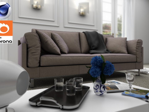 Living room 09 Corona - C4D Modelo 3D