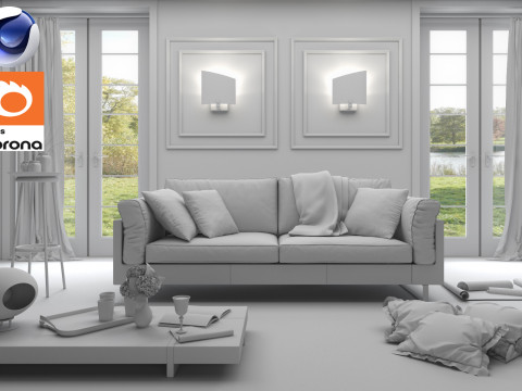 Living room 09 Corona - C4D Modelo 3D