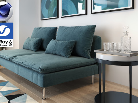 Living room 10 Vray6 - C4D 3Dモデル