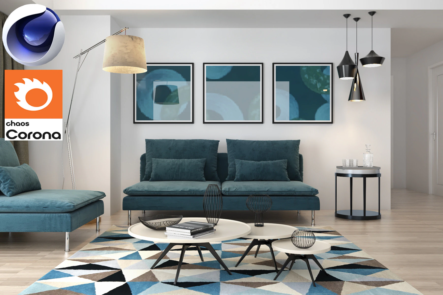 Living room 10 Corona - C4D 3D Model .c4d .max .obj .3ds .fbx .stl .blend 