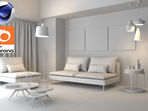 Living room 10 Corona - C4D 3D Model