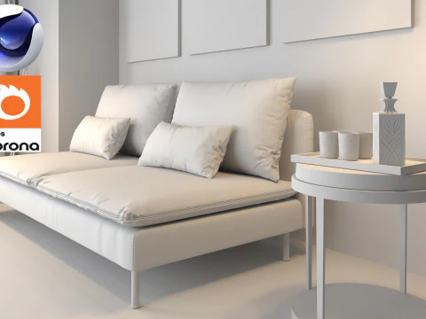 Living room 10 Corona - C4D 3D Model