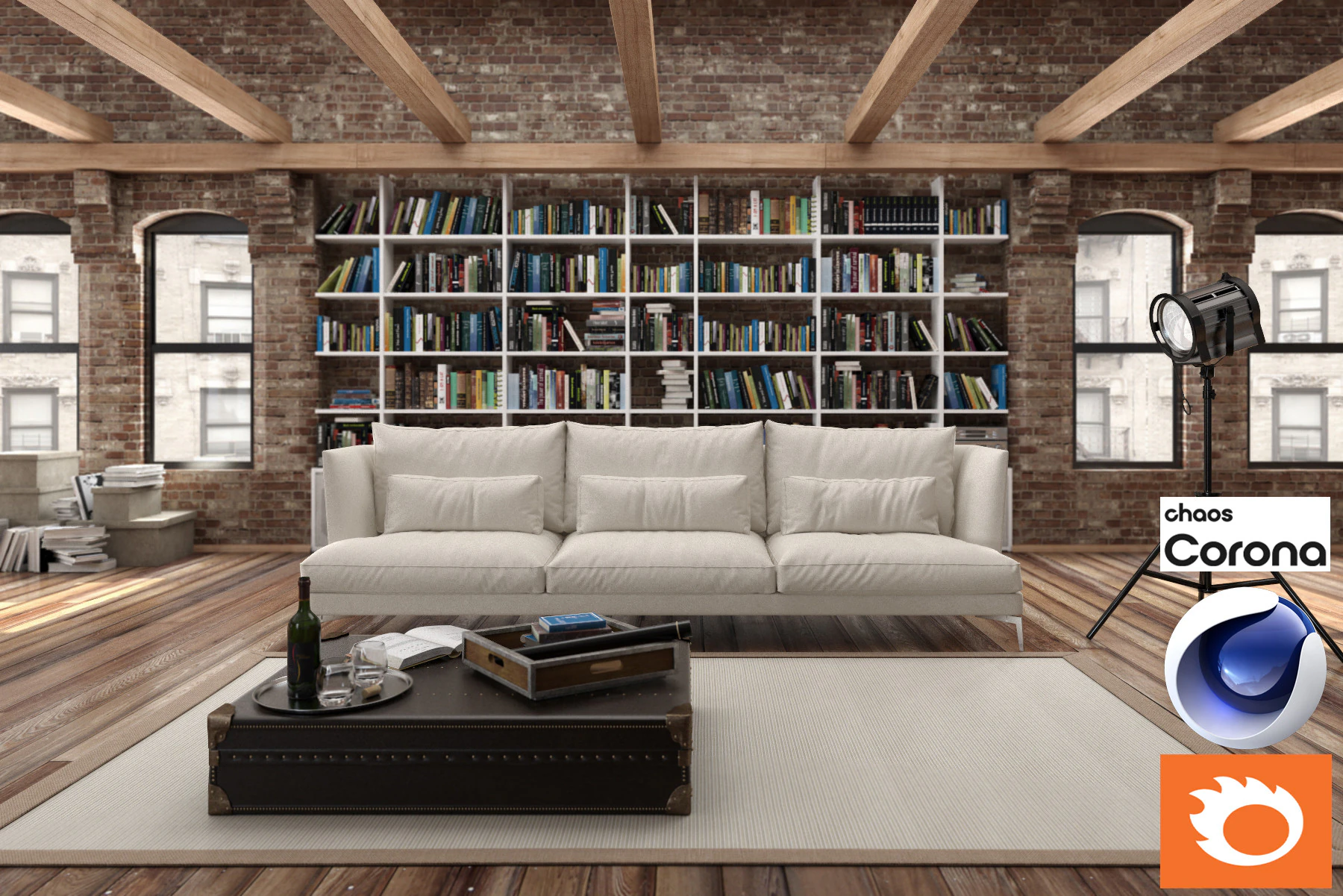 Living room 04 Corona - C4D 3D Model .c4d .max .obj .3ds .fbx .stl .blend 