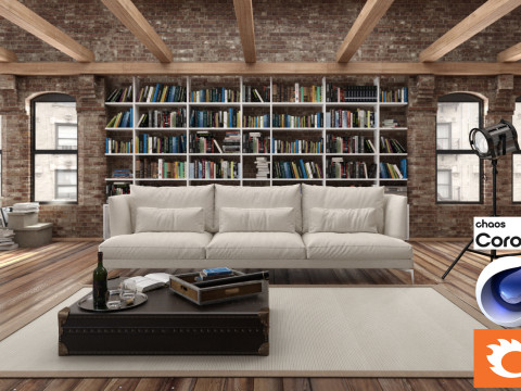Living room 04 Corona - C4D Modelo 3D