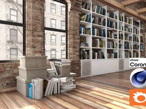Living room 04 Corona - C4D 3D Model