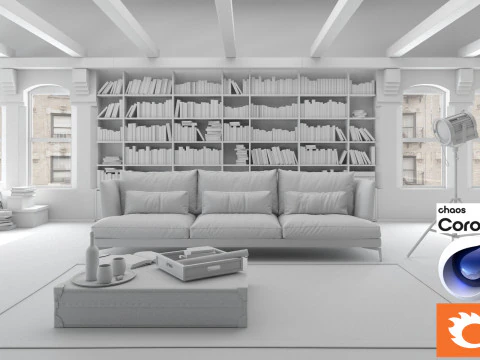 Living room 04 Corona - C4D 3D Model