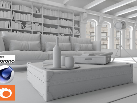 Living room 04 Corona - C4D 3D मॉडल