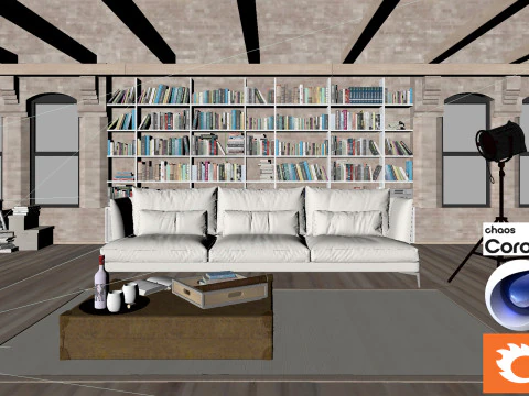 Living room 04 Corona - C4D 3D Model