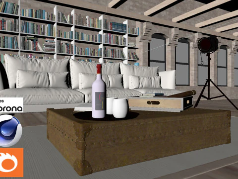 Living room 04 Corona - C4D 3D Model