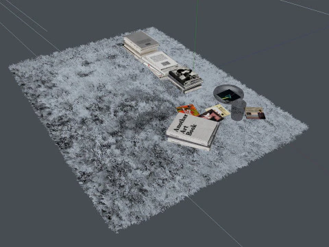 Fur Carpet And Books - Vray6 - C4D 3D Model