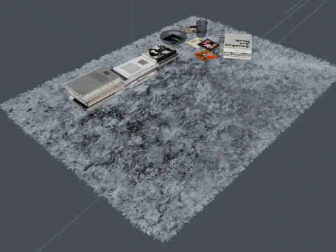 Fur Carpet And Books - Vray6 - C4D 3D Model