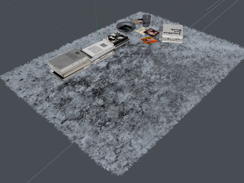Fur Carpet And Books - Corona - C4D 3D Model