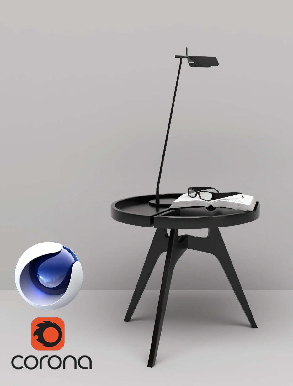 Table and Lamp - Corona - C4D 3D Model .c4d .max .obj .3ds .fbx .stl .blend 