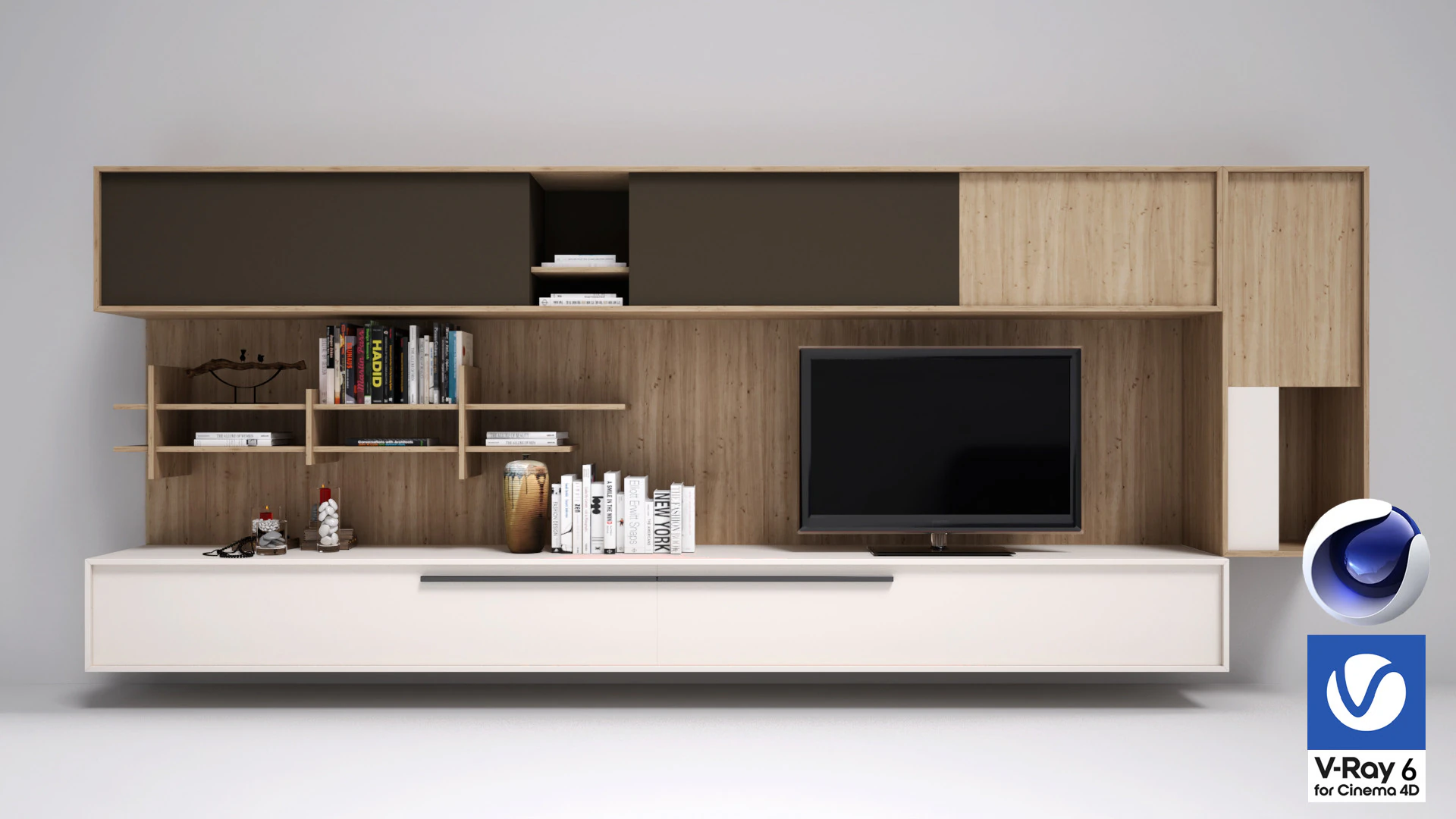 Equipped Wall - Vray6 - C4D 3D Model .c4d .max .obj .3ds .fbx .stl .blend 