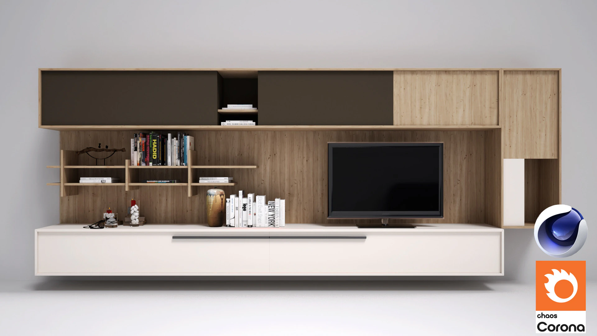 Equipped Wall - Corona - C4D 3D Model .c4d .max .obj .3ds .fbx .stl .blend 