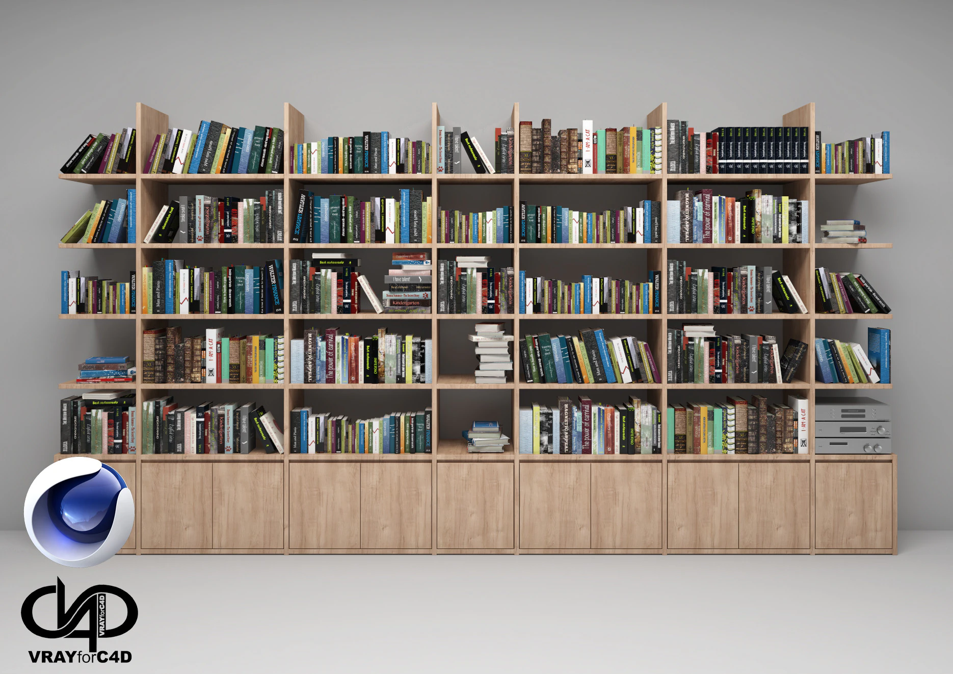 Bookshelf - Vray6 - C4D 3D Model .c4d .max .obj .3ds .fbx .stl .blend