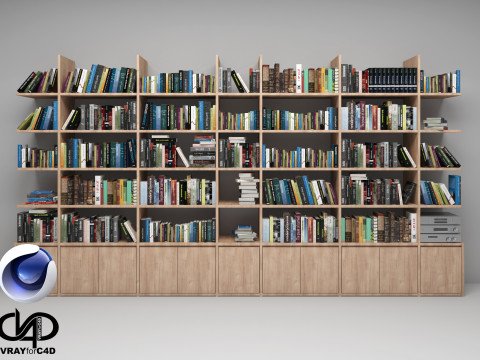 Bookshelf - Vray6 - C4D 3D Model
