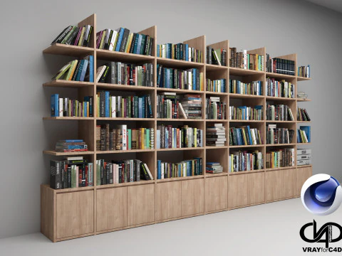 Bookshelf - Vray6 - C4D 3D Model