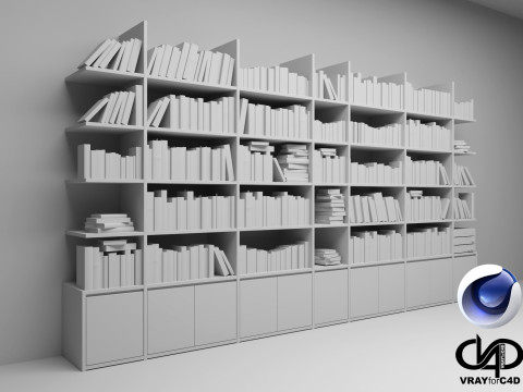 Bookshelf - Vray6 - C4D Modello 3D