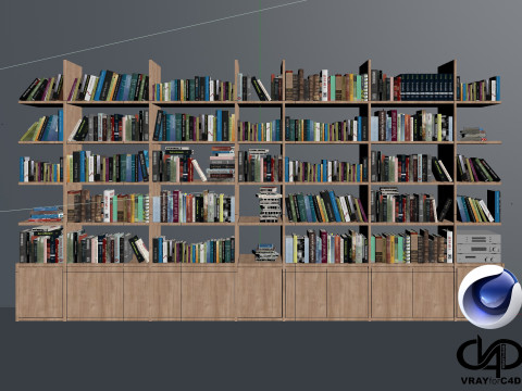 Bookshelf - Vray6 - C4D Modello 3D