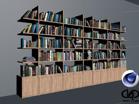 Bookshelf - Vray6 - C4D Modello 3D
